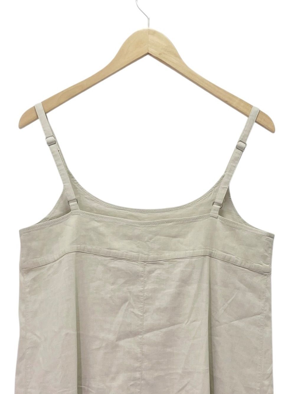 Eileen Fisher Linen Blend Jumper Dress Sz Medium Beige Sleeveless Midi Empire - Picture 5 of 10